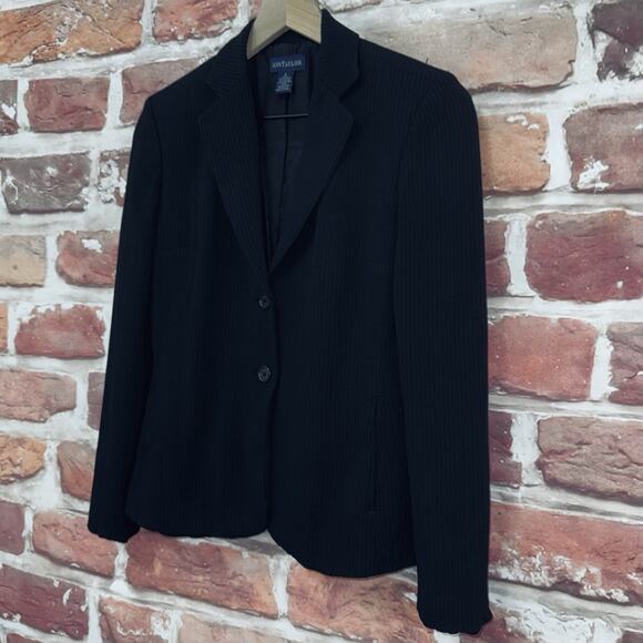 VTG Ann Taylor Jacket Women's Size 2 Black Striped Career Work Button Up Blazer - Picture 3 of 8